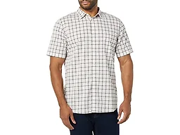 Amazon Essentials Men's Slim-Fit Short-Sleeve Poplin Shirt, Pink White Buffalo Plaid, Small