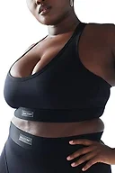 Savage X, Womens, Lineup Low-Impact Sports Bra, Black Caviar, 2X