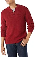 Amazon Essentials Men's Long-Sleeve Soft Touch Henley Sweater, Red, X-Small
