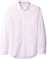 Amazon Essentials Men's Slim-Fit Long-Sleeve Poplin Shirt, Pink, Large