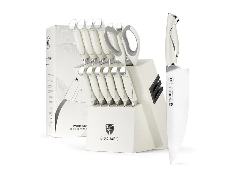 BRODARK 15Pcs Stainless Steel Knife Set