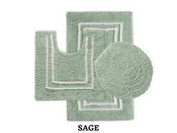 St Mary's 5020 3 pc Cotton Bath Rug Set w/ Lid Green