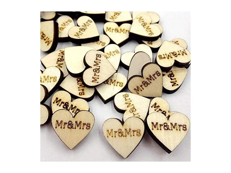 Vpang 100 Pcs Rustic Wood Heart Shaped