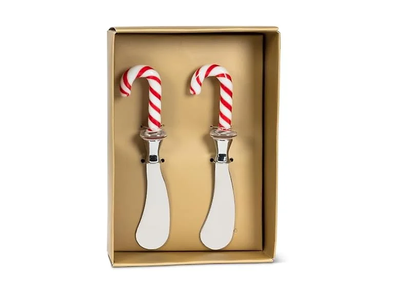 Abbott Collection Candy Cane Topped Pate Spreaders. Set of 2 