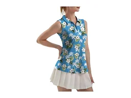 FKEEP Women's Sleeveless Polo Golf Tennis Shirt Tank Tops T-Shirts V-Neck with Collar Quick Dry Workout Athletic (White Flowers, XS)