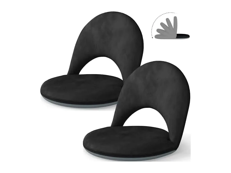 SwemDec Black 2Pcs Folding Floor Chair