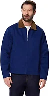 Amazon Essentials Men's Relaxed-Fit Rigid Denim Zip Up Jacket, Dark Navy, Large