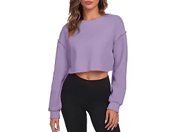 FKEEP Cropped Sweatshirts for Women Long Sleeves Crewneck Pullover Crop Tops Oversized Fit