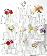 Sawoake Mini Bud Vases Set of 32 As Wedding Centerpieces for Tables,Clear Bud Vases for Flowers,Small Flower Vases Suitable for Birthday Party,Anniversary,Wedding Reception,Baby Shower (Clear, 32PCS)