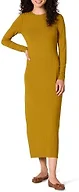 Amazon Essentials Women's Wide Rib Open Back Long Sleeve Midi Dress, Brown, X-Small