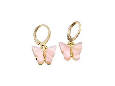 Pink Opal Butterfly Drop Earrings