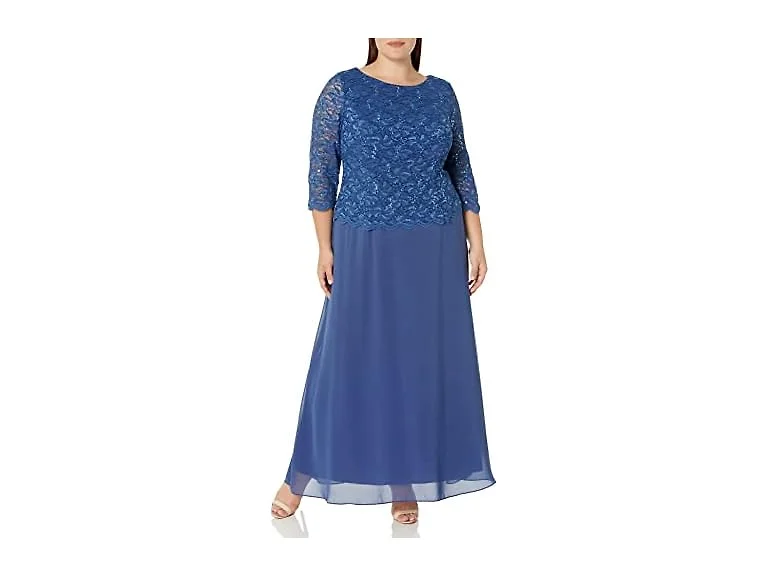 Alex Evenings Women (18 Plus) Dress Trim Wedgewood