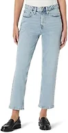 Amazon Essentials Women's High-Rise Straight Leg Jean, Iced Light Wash, 12 Long