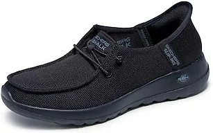 Skechers Women's Hands Free Slip-Ins Go Walk Joy Moc Toe Casual Shoe, Black/Black, 10 Wide US