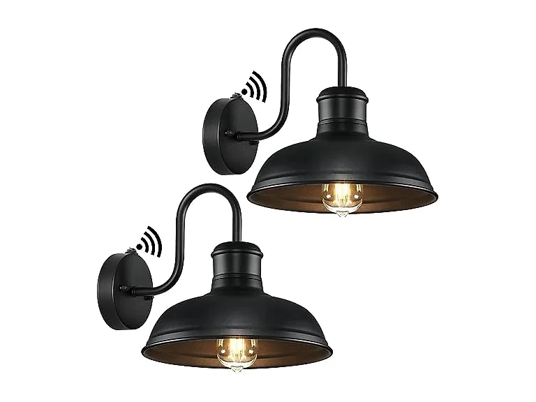 2-Pack Dusk to Dawn Wall Sconces, Black