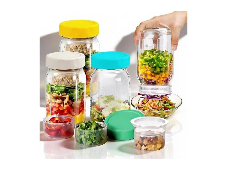 WAWINY 32oz Glass Salad Jars 4 Pack