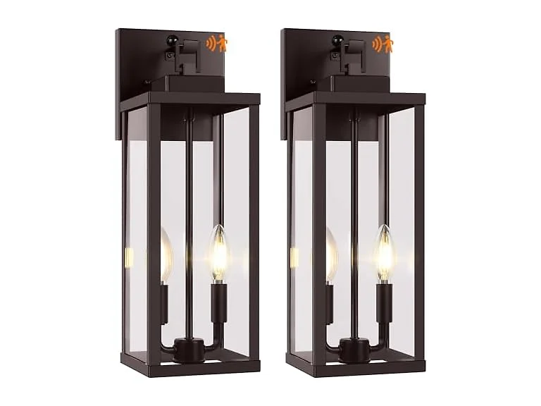 2Pk 18" Motion Sensor Outdoor Wall Lights