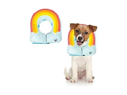 BigMouth Inc Rainbow Inflatable Dog Recovery Collar, Comfortable Cone Replacement for Pet Surgery, Protective Collars to Prevent Licking & Biting, Size Medium