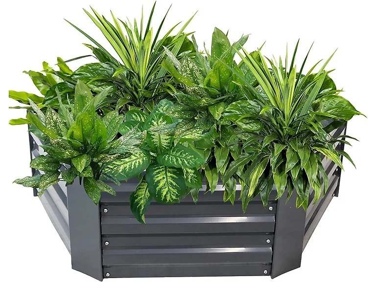 Sunnydaze 40" Steel Raised Garden Bed, Dark Gray