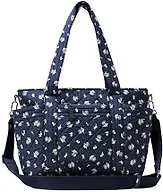 Amazon Essentials Women's Quilted Cotton Tote Handbag, Navy Floral, One Size