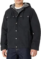 Amazon Basics Men's Insulated Relaxed Fit Hooded Workwear Jacket, Black, X-Large