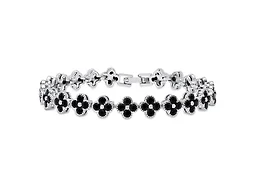 Saffron LGR-33-012B CZ Flower Charm Bracelet Silve