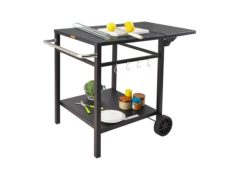 VEVOR Outdoor Grill Dining Cart with Double-Shelf