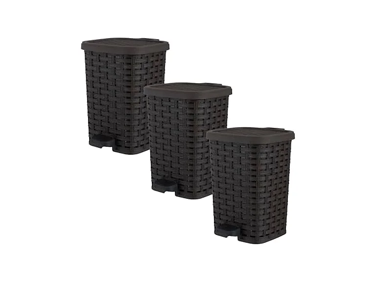Superio Trash Can Brown 6 QT 3PK 