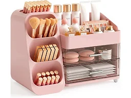 Booklov Large Makeup Organizer for Vanity Countertop, Pink