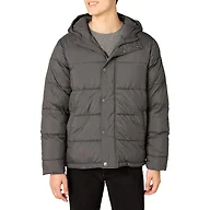 Amazon Essentials Men's Heavyweight Hooded Puffer Coat, Dark Grey, Small