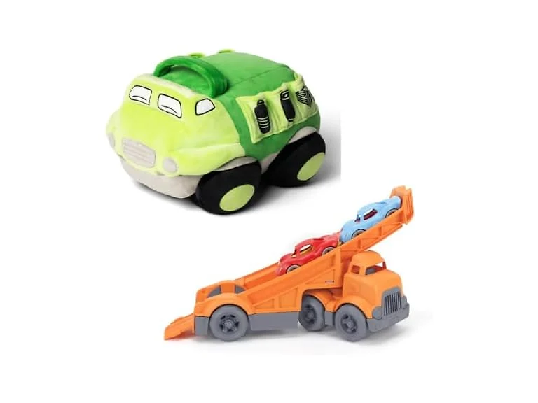 Green Toys Recycle Truck Plush & Racing Truck Bundle