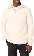 Amazon Essentials Men's Quarter-Zip Rib-Knit Relaxed-Fit Sweater, Eggshell White, X-Large