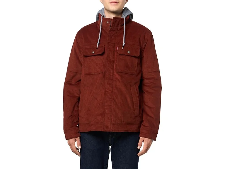 Levi's Men (M) Hooded Utility Jacket Rust Corduroy