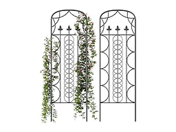 Idzo 71 in. Decorative Metal Trellis for Climbing Plants Outdoor, Heavy-Duty Steel Garden Trellis with Durable Powder Coating, Black
