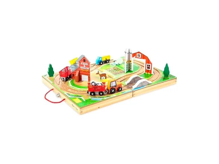 Melissa & Doug 17-Piece Wooden Take-Along Tabletop Farm