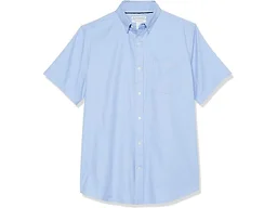 Amazon Essentials Men's Regular-Fit Short Sleeve Stretch Oxford Shirt with Pocket, Powder Blue, X-Large