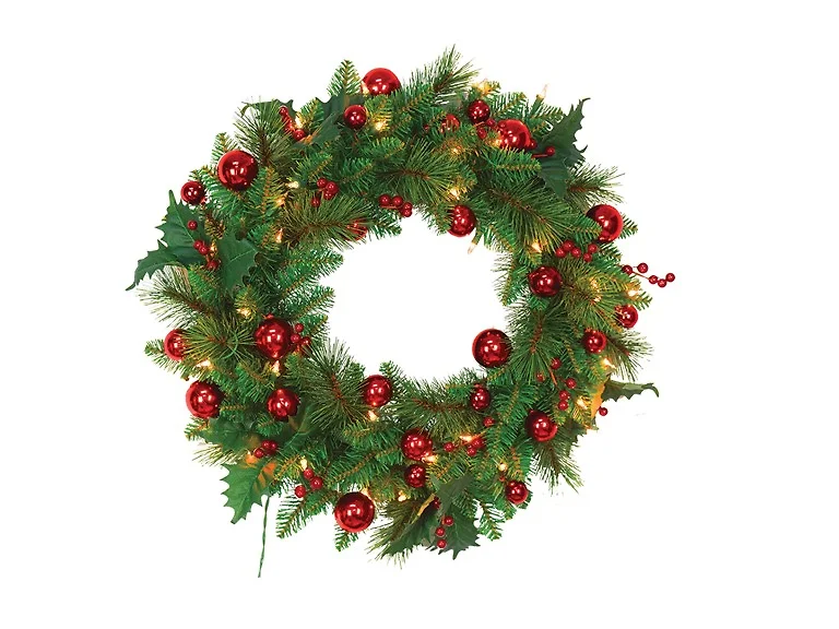 Santa's Workshop, Inc 24 Wreath with Red Balls, 106 Tips