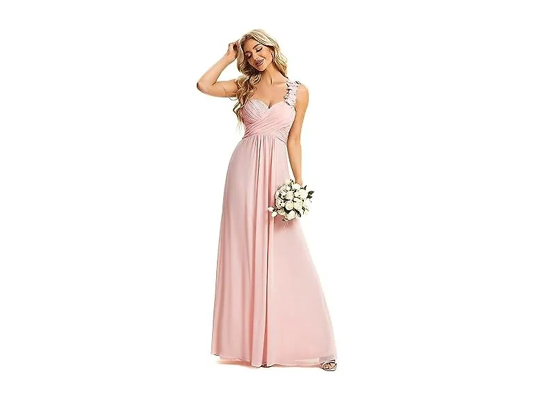 Ever-Pretty Women Line V Neck Pleated Long Dress