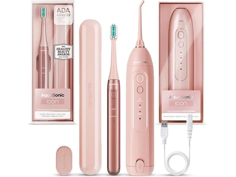 AquaSonic Icon Toothbrush Flosser Blush
