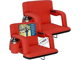 Alpcour APC-RSSAWRD-D-2P 25" Wide Alpcour 2PK Premium Reclining Stadium Seat w/ Armrests Red