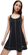Outdoor Voices Women's Energy Dress, Sleeveless Athletic Dress with Scoop Neck, Built-in Phone Pocket, Pull-On Design for Tennis & Everyday Wear, Black Multi, Medium