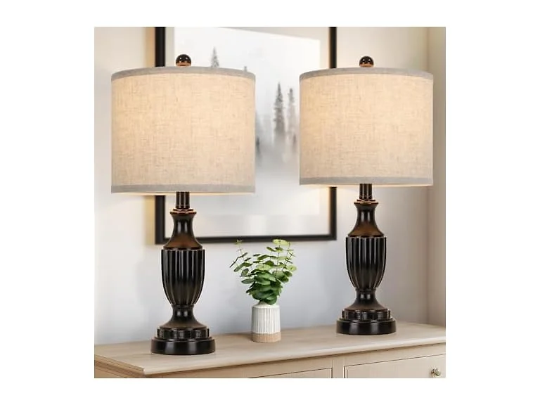 TOBUS Table Lamp Set of 2, Matte Black