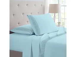 Bamboo Comfort Lace Crochet Embroidery 4 Piece Sheet Set
