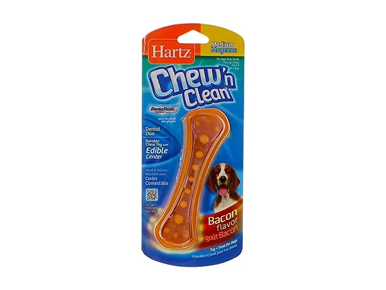 Hartz Chew N' Clean Dental Duo Dog Chew Toy Bacon Flavor