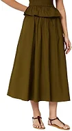 Amazon Essentials Women's Mid-Rise A-Line Cotton Stretch Poplin Midi Skirt with Elastic Waist, Deep Brown, X-Large