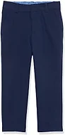 IZOD Boys' Bi-Stretch Flat Front Dress Pant, Bank Blue, 8