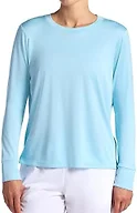 HEAD Women’s Aura Long Sleeve Top, Slim Fit, Stretch Lightweight Material, Aquamarine Heather, X-Large