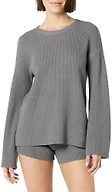 The Drop Women's Alice Crew-Neck Back-Slit Ribbed Pullover Sweater, Charcoal, M