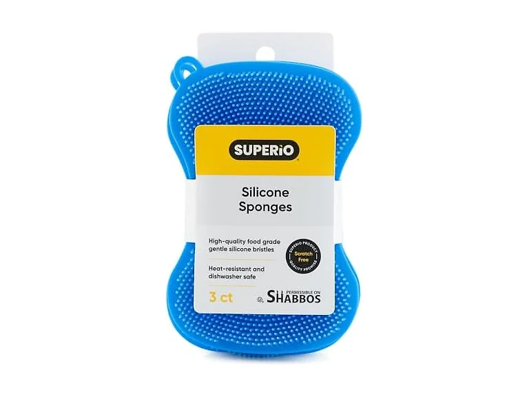 Silicone Dish Sponges Blue 3pk