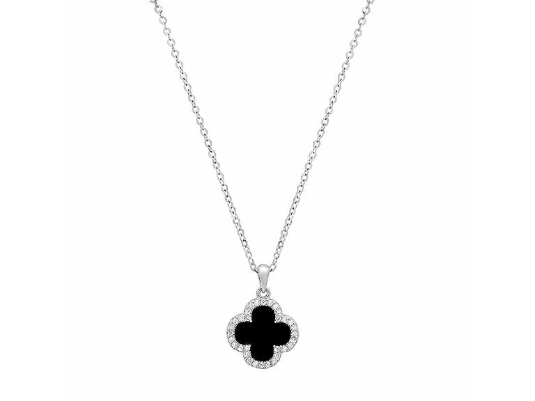 Black Clover, Moissanite Halo Necklace